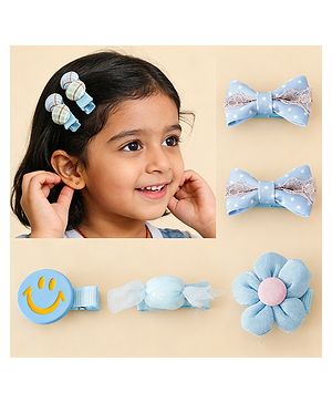 Babyhug Free Size Hair Pins And Clips Pack of 5 - Blue