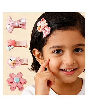 Babyhug Hair Clips With Applique Pack of 5 - Pink
