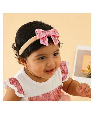 Bonfino Headbands With Bow Applique Pack of 3 - Pink & Cream