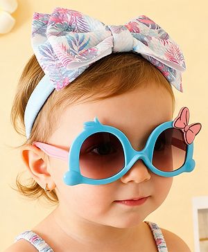 Babyhug Free Size Headband With Bow Applique & Sunglasses - Blue