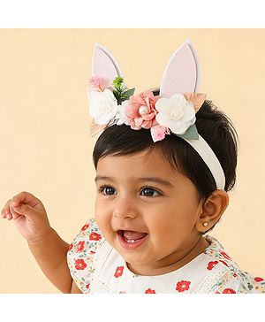 Bonfino Free Size Headband With Floral Applique - Pink
