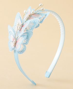 Pine Kids Free Size Hair Band With Butterfly Applique - Light Blue