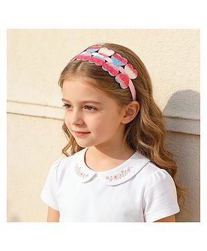 Pine Kids Free Size Hair Band With Butterfly Applique - Multicolour