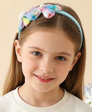 Babyhug Free Size Hair Band With Bow & Sequinned Floral Applique - Multicolour