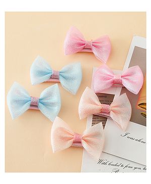 Pine Kids Free Size Bow & Butterfly Clips Pack of 6- Multicolor