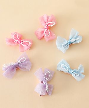 Babyhug Kids Free Size Bow & Butterfly Clips Pack of 6 - Multicolor