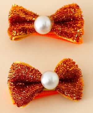 Babyhug Kids Free Size Bow & Butterfly Clips - Golden