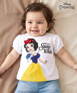 Babyhug Disney Single Jersey Knit Half Sleeves T-Shirt With Snow White Graphics - White