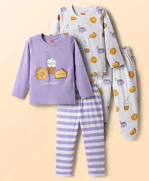 Babyhug Cotton Knit Full Sleeves
                              T-Shirt & Pyjama Night-Suit With
                              Breakfast Print Pack of 2 - Multicolor