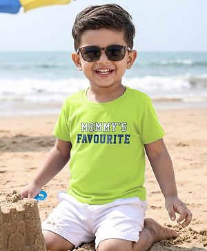 Babyhug Cotton Knit Half Sleeves T-Shirt with Mommy's Favourite Print - Light Green