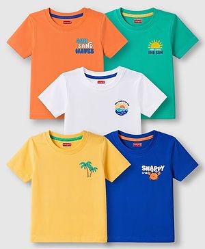 Babyhug Cotton Knit T-Shirts Half Sleeves with Graphics MULTICOLOR 3-6 Months Pack of 5
