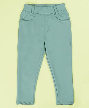 Kiddopanti Woven Solid Jeggings...