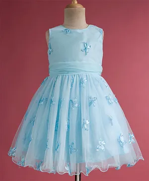 Mark & Mia Woven Sleeveless Party
                              Dress with Butterfly Applique - Sky Blue