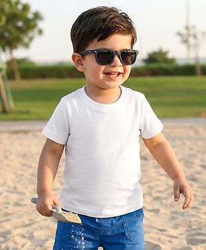 Babyhug 100% Cotton Knit Half Sleeves Solid T-Shirt - White