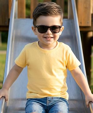 Babyhug 100% Cotton Half Sleeves Solid T-Shirt - Yellow