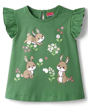 Babyhug
                              Cotton Knit Frill Sleeves T-Shirt With
                              Bunny & Floral Print - Multicolor