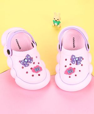 Cute Walk by Babyhug Back Strap Clogs With Bow Applique - Pink