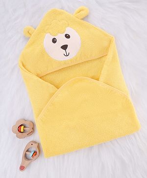 Babyhug Terry Knit Sheep Hooded Towel L 72 x B 71 cm - Yellow