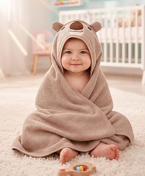 Babyhug Terry Knit Hooded Towel With Koala Design L 67 x B 72 cm - Tan