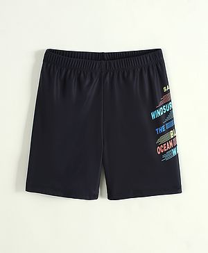 Pine Kids Swimming Trunks with Text Print - Black