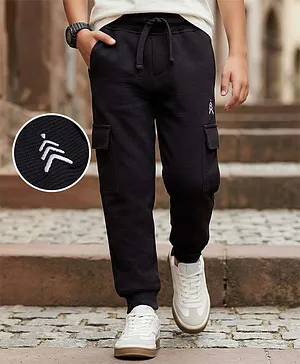 Pine Kids Knit Full Length Solid
                              Colour Lounge Pant - Black