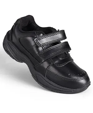 Pine Kids Velcro Closure Solid Colour School Shoes -Black