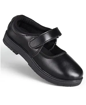 Pine Kids Velcro Closure Solid Colour School Shoes - Black