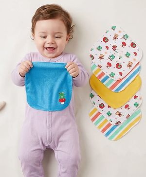 Babyhug Terry Knit Hand & Face Towel Set With Animal Design Pack Of 6 L 24 x B 24 cm - Multicolour