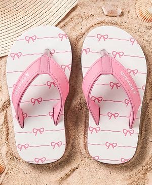 Pine Kids Slip On Bow Printed  Flip Flops - Pink