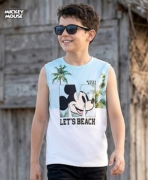 Pine Kids Disney Single Jersey Knit Sleeveless Tank T-Shirt with Mickey Mouse Graphic - Multicolor