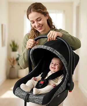 Babyhug Cloud Cradle 3-in-1 Baby Carry Cot  Black| Rocker & Baby Seat| Safety Harness| Adjustable Canopy| Lightweight Portable Design| Removable & Washable Cover| 015 Months