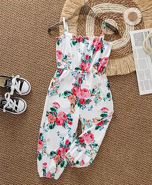 Mark & Mia Sleeveless Floral
                              Printed Jumpsuit - White