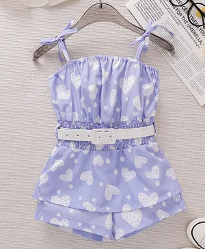Mark & Mia Sleeveless Jumpsuit
                              with Heart Print & Belt - Lavender