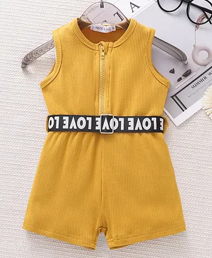 Mark & Mia Sleeveless Solid Color
                              Jumpsuit with Belt - Yellow