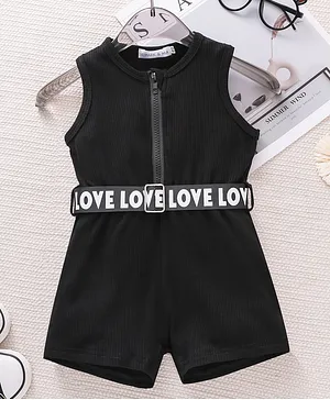 Mark & Mia Sleeveless Solid Color
                              Jumpsuit with Belt - Black