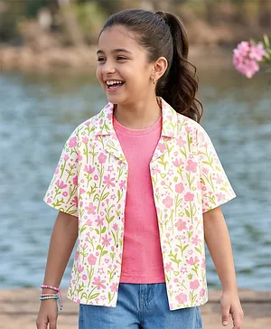 Pine Kids Cotton Knit Top Half
                              Sleeves Shirt Style with Floral Print
                              Multi Colors 6-7 Years