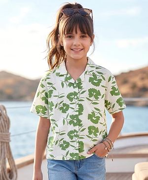 Pine Kids Cotton Knit Half Sleeves Shirt With Floral Print - Multicolor