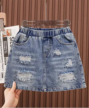 Mark & Mia Washed Denim Skirt
                              With Distressed Pattern - Blue