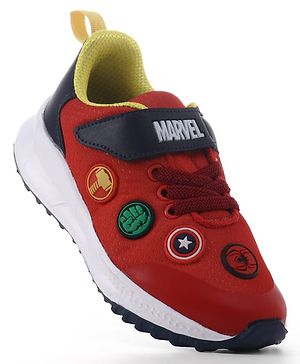 Pine Kids Marvel Velcro Closure Sneakers with Patch Detailing - Red & Blue