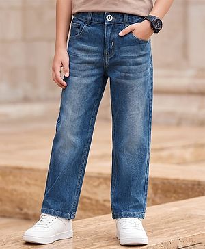 Pine Kids Denim Woven Solid Full Length Jeans - Blue