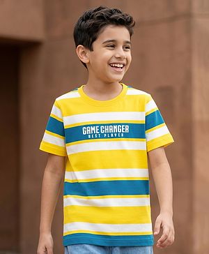 Pine Kids Cotton Knit T-Shirt Striped Round Neck Half Sleeves Multi Colors 5-6 Years