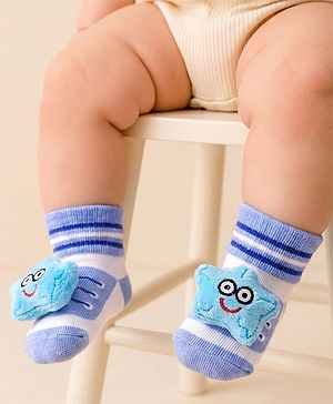 Cute Walk by Babyhug Sock Shoes With Star Applique & Stripes - Multicolour