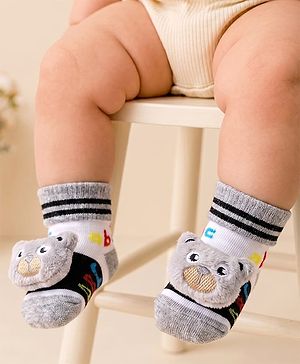 Cute Walk by Babyhug Sock Shoes With Animal Applique & Numbers Design - Multicolour