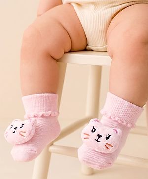 Cute Walk by Babyhug Sock Shoes With Animal Applique - Multicolour