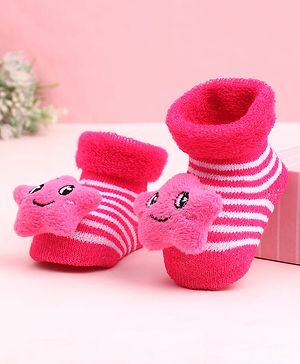 Cute Walk by Babyhug Socks Shoes With Star Applique - Multicolor