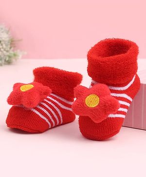 Cute Walk by Babyhug Socks Shoes With Floral Applique - Multicolor