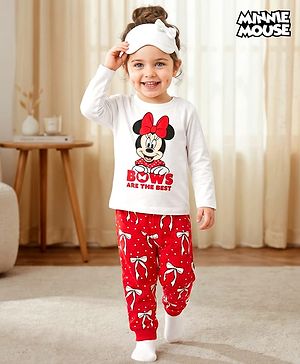 Babyhug Disney Single Jersey Knit Full Sleeves T-Shirt & Pyjama Night Suit With Minnie Mouse Graphics - Multicolor