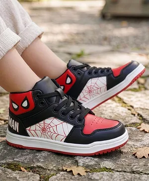 Pine Kids Marvel Lace Up Casual Shoes With
                      Spider-Man Graphics - Black