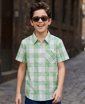 Pine Kids Cotton Woven Half Sleeves Checkered Shirt - Multicolor