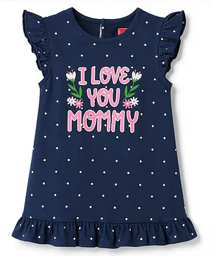 Babyhug Cotton Knit Sleeveless Text
                              Polka Dots & Floral Printed Nighty -
                              Navy Blue